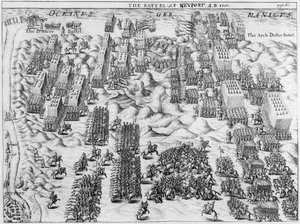 Maurice legyőzi az osztrákokat az 1600-as nieuporti csatában alkotó: English School